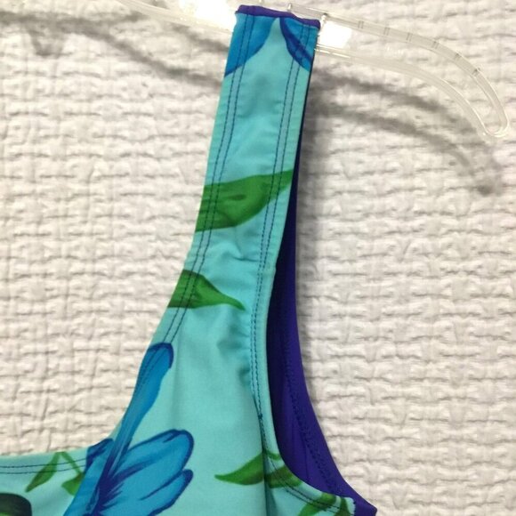 Shore Shapes Swimsuit One Piece High Thigh Women's Size 14 Turquoise Royal Blue - Picture 5 of 8